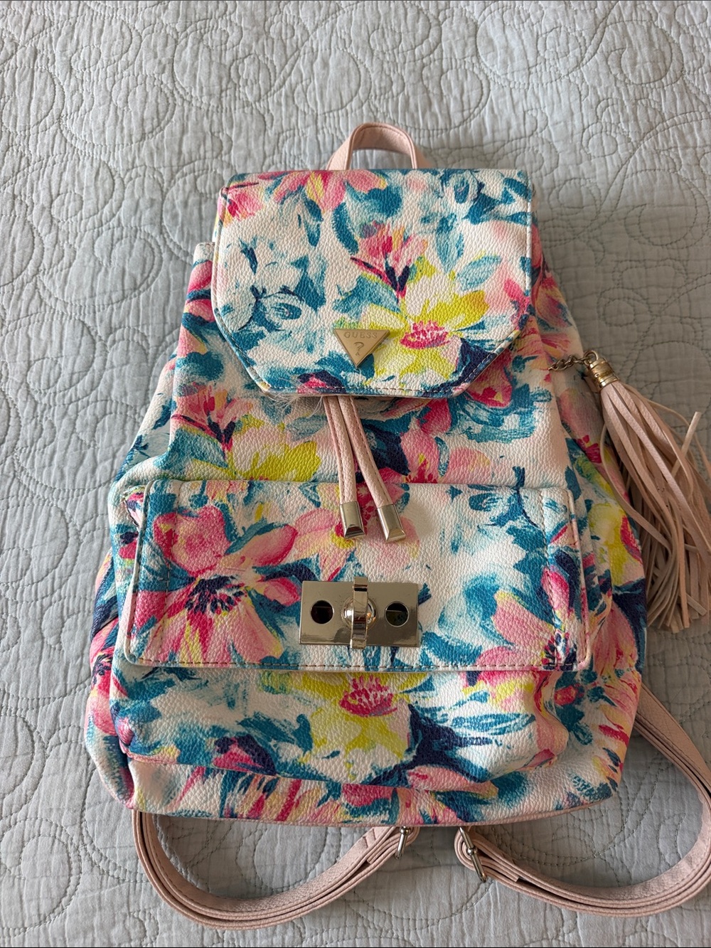 Guess Floral Mini Backpack in Pink, Blue & Yellow